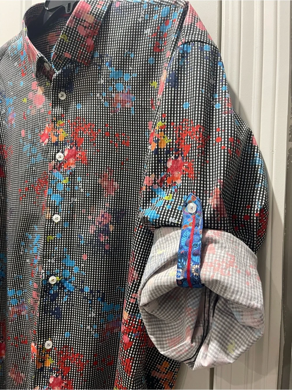 Luchiano Visconti Men’s Paint Splash Button Down Shirt